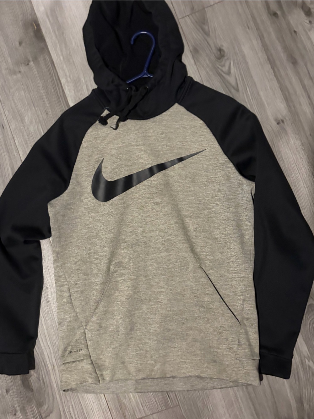 Nike Gray Body with Black Sleeves Pullover Hoodie